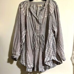 Oversized M We the Free People plaid button down